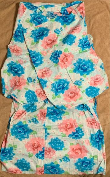 【本日限定価格】ベルメゾン Petit Editer 浴衣 セパレート 花柄 水色 ピンク 女の子 綿100% 130-140cm
