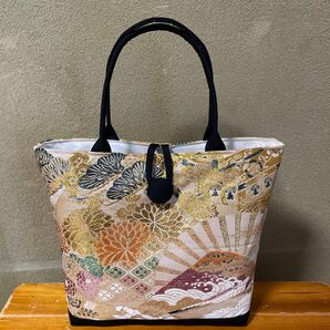 帯リメイクバッグ 花・波・扇 袋帯リメイク ハンドメイド
