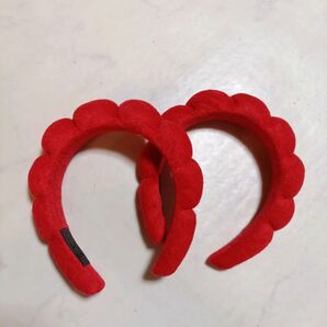 【2個】赤もこもこカチューシャ (目パーツ別売りあり)