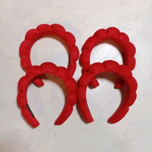 【4個】赤もこもこカチューシャ (目パーツ別売りあり