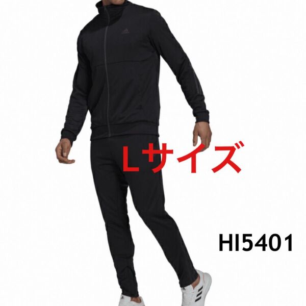 アディダス メンズ ジャージ 上下セット スリム ジップ トラックスーツ KC613 スポーツウェア L ブラック HI5401