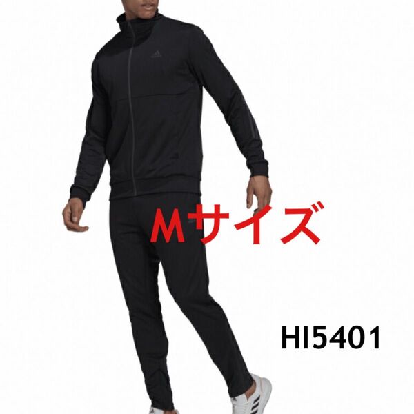アディダス メンズ ジャージ 上下セット スリム ジップ トラックスーツ KC613 スポーツウェア M ブラック HI5401