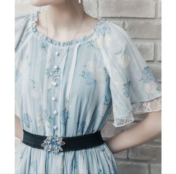 axes femme 紫陽花シフォンワンピース