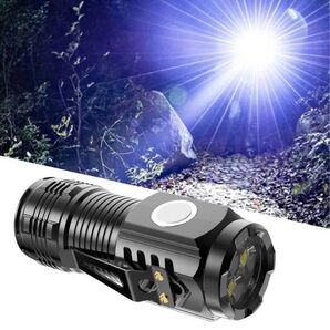 USB充電式 プラスチックポータブル小型懐中電灯 屋外多機能キャンプミニLEDトーチライト 戦術懐中電灯