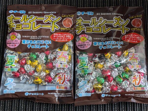 チーリン製菓◯ オールシーズンチョコレート 100gを2袋 まとめ売り おやつ 行動食 登山 アウトドア キャンプ ピクニック