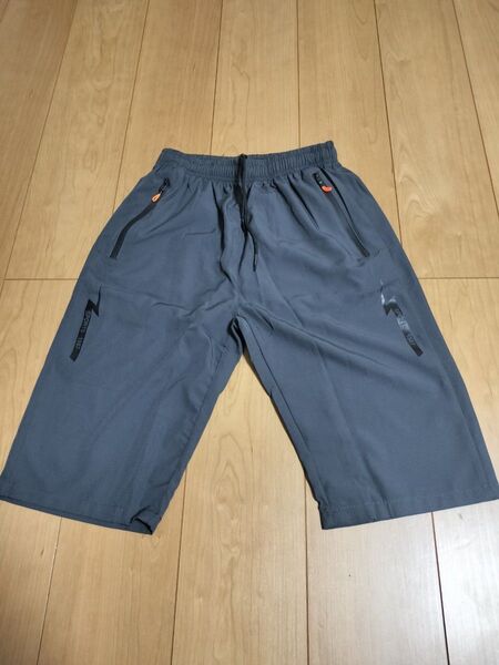 ハーフパンツ 7分丈 短パン 夏 ズボン イージーパンツ アイスシルク XL LL(実際小さめ) 灰色 速乾