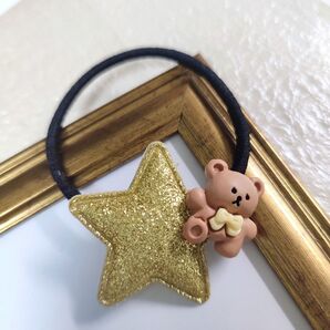 【Smile box】ラメ星+くまヘアゴム ヘアアクセサリー