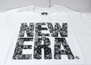 NEW ERA ニューエラ パフォーマンス Tシャツ 半袖 白 ビッグロゴ ペイズリー フロントプリント M・身幅約51cm※未使用/品タグ付き/2018年品