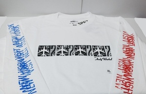 Uniqlo uniqlo x andy Warhol ut t -Fryk Long -Sleeved White "Air Mail Stamps" Печать в рукаве груди xl/ширина около 59 см * неиспользуемые/теги/2018