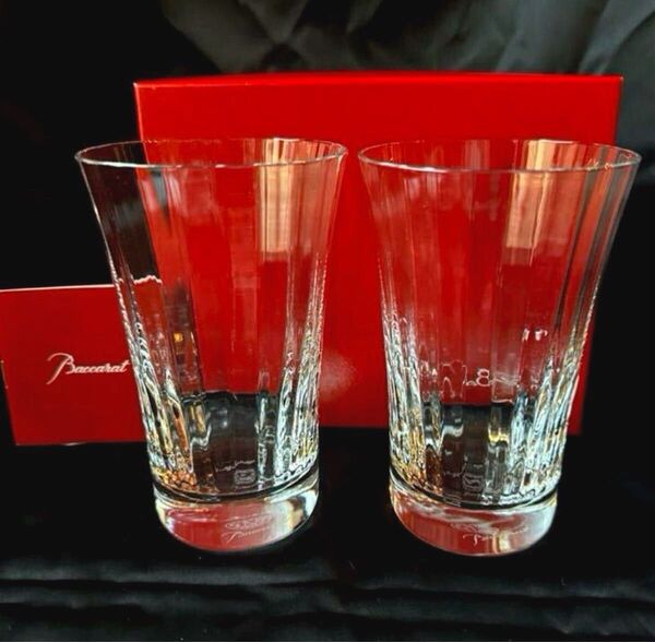 未使用 Baccarat バカラ ペア ミルニュイ ハイボール グラス ロックグラス 2個セット クリア 化粧箱 赤いカード 付属
