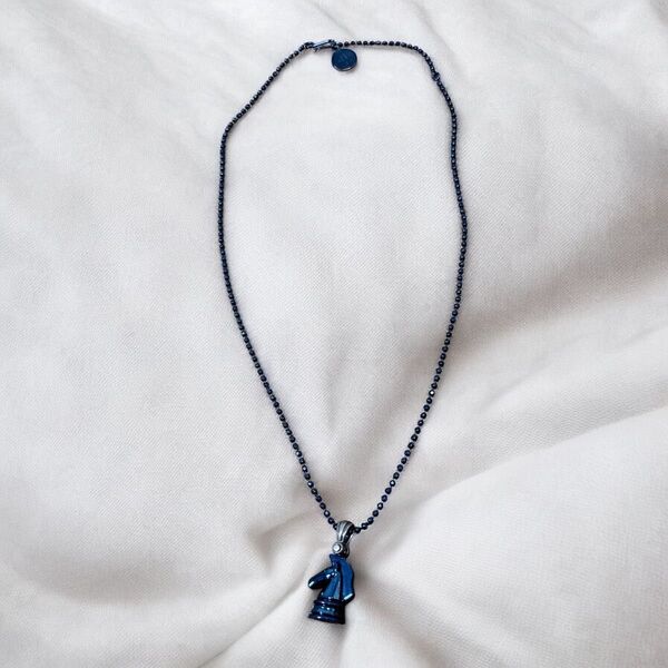 【美品】プエルタデルソル ナイトチェス ネックレス ブルー 光沢 シルバー925 シルバー ネックレス アクセサリー