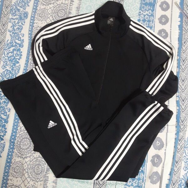 ◆美品◆ adidas トラックジャケット トラックパンツ ジャージ セットアップ 上下 スリーストライプ ロゴ刺繍