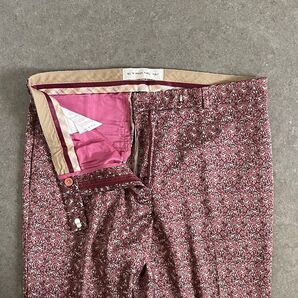 エトロ クロップドパンツ ペイズリー柄 光沢 個性的 伸縮性 カジュアル 綺麗目 華やか ポリウレタン 赤ピンク イタリア製 46