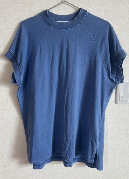 ショコラフィネローブ半袖 カットソーフリーサイズ 夏服 ブルー Tシャツ クルーネック