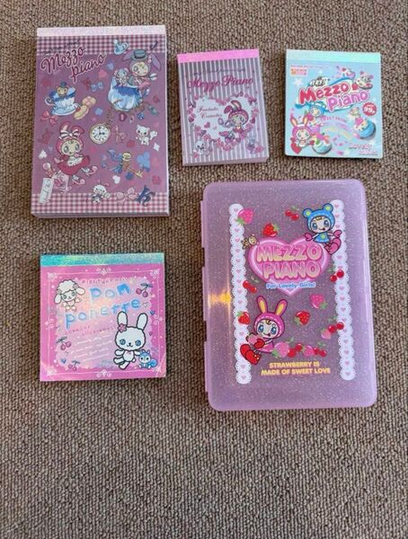 平成レトロ メゾピアノポンポネット ナルミヤ メモ帳、ケースセット