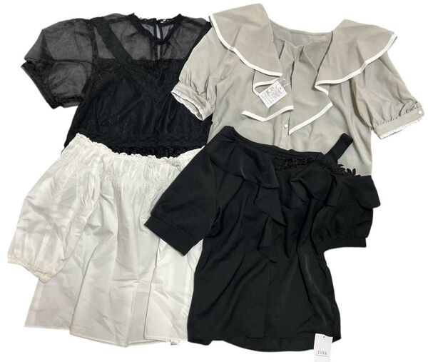 ★6月限定¥700引き中★新品タグ付き★4点SET★シアー★パフスリーブ★ビッグカラー★シフォン★