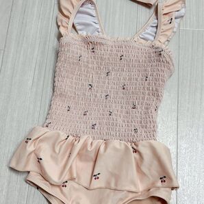 ★130★キッズ水着★チェリー柄★シャーリング ★ワンピース水着★
