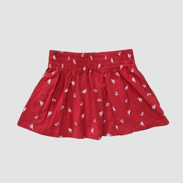 UNIQLO マリン柄 フレアスカート ミニスカート ウエストゴム 赤色 マリン ユニクロ レッド 女の子 子供服 キッズ 100
