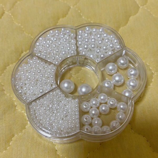 パールビーズ 3mm-12mm 7サイズ 約1150個入り 白 ホワイト