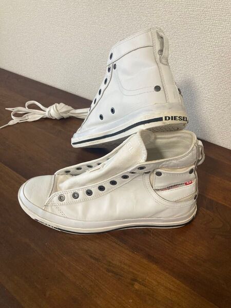 ◇美品 DIESEL ディーゼル ハイカットスニーカー レザーキャンバス 25.5センチ 送料込み