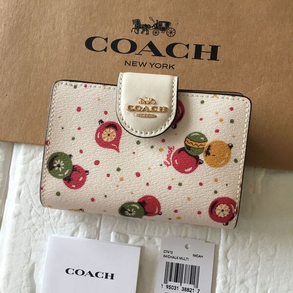 新品 コーチ COACH 定価39,600円 二つ折り 財布 IMCAH チョークマルチ