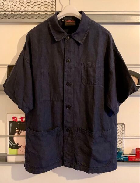 VETRA べトラ リネンシャツ 半袖 フランス製 フレンチワーク 旧タグ 90s ユーロヴィンテージ ショートスリーブ used