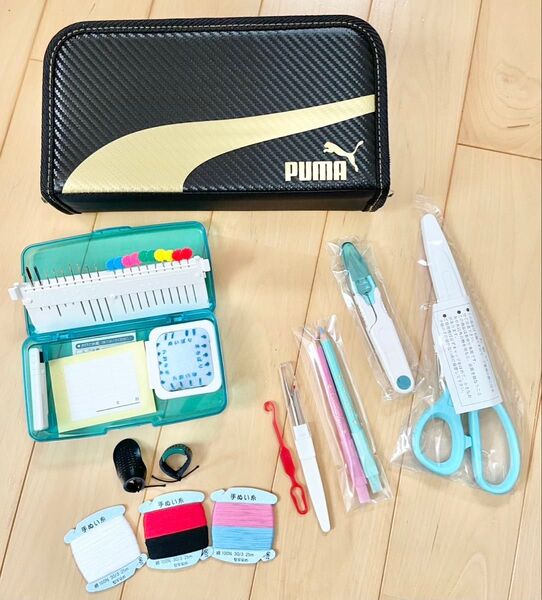 新品 PUMA プーマソーイングセット 裁縫セット 裁縫道具 小学生 学校 高学年 五年生必須 小物入れ スポーツ おもちゃ入れ