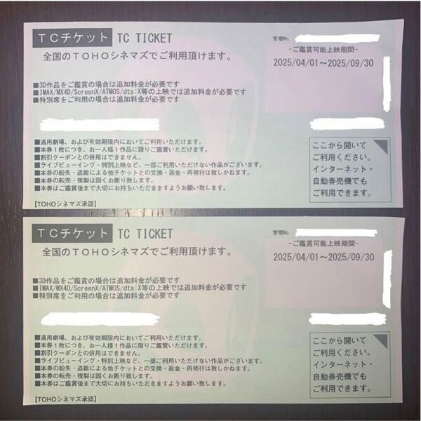 TOHOシネマズ 映画鑑賞チケット 2枚セット【匿名配送】