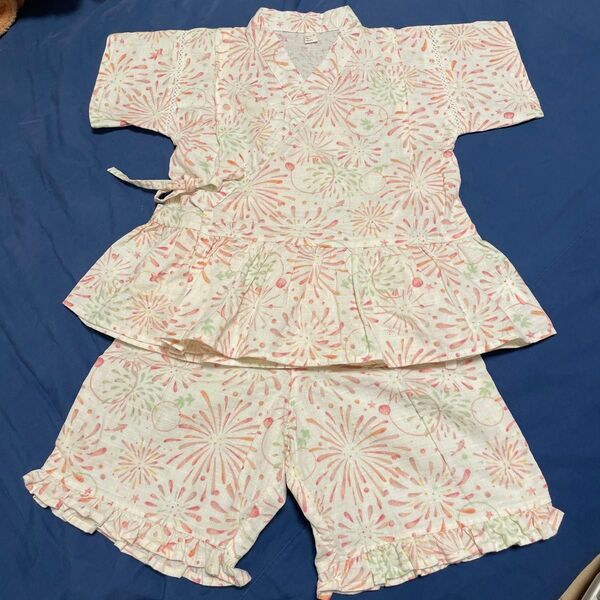 アプレレクール キッズ 浴衣 甚平 水彩花火 130サイズ セットアップ