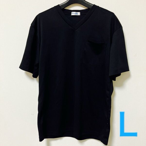 トップス ブラック 黒 Vネック Tシャツ ポケット メンズ お値下げ不可 送料無料 匿名配送 L
