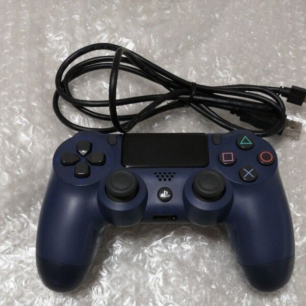 美品 PS4 ワイヤレスコントローラー(DUALSHOCK4) ミッドナイト・ブルー CUH-ZCT2J22 USB ケーブル付き