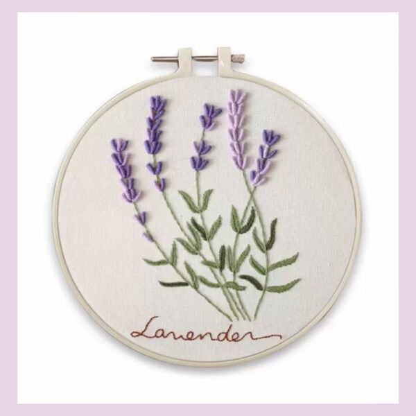 新品未使用 刺繍キットセット フランス刺繍 刺繍作成キット 刺繍道具 材料 初心者 簡単 手芸 ハンドメイド ラベンダー