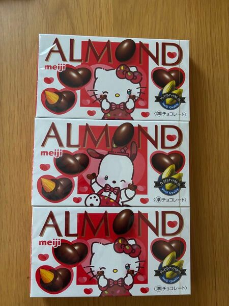 Meiji 明治 ALMOND 3箱 チョコレートハローキティ・ポチャッコ