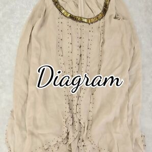 Diagram★ダイアグラム★ビジューシルクワンピース美品★結婚式二次会パーティードレス