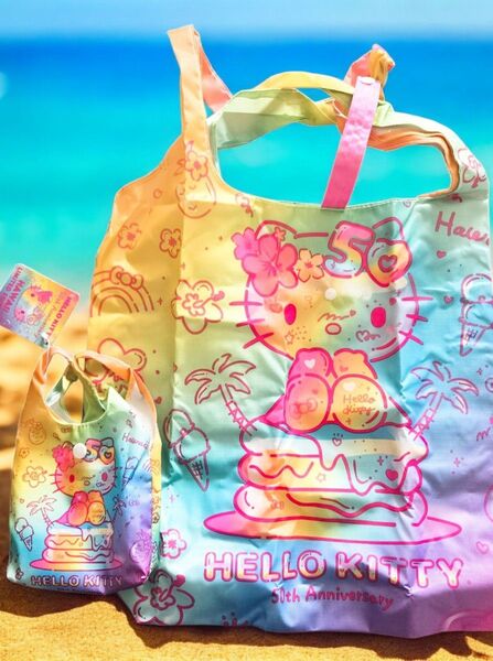 ハワイ限定★ハローキティ50周年エコトートバッグ★サンリオレインボートレジョDEAN&DELUCA