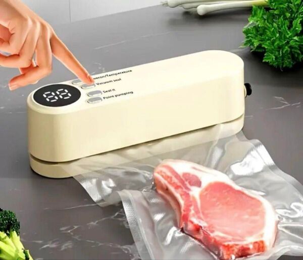フードシーラー LEDディスプレイ付きワイヤレス真空シーラーマシン 食品シーラー 真空パック機 家庭用 脱気シーラー 密封パック機