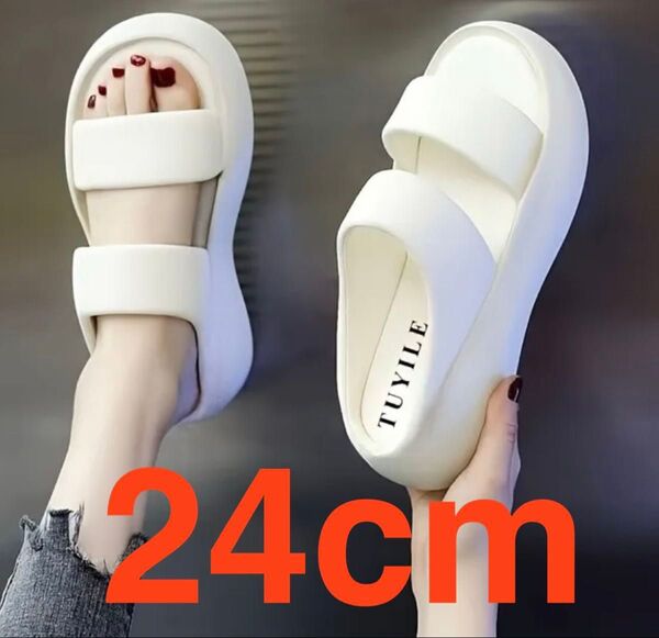 スポーツサンダル夏用 EVA厚底4cm 防臭 滑り止め 24cm フラットサンダル スポサン ナースシューズ