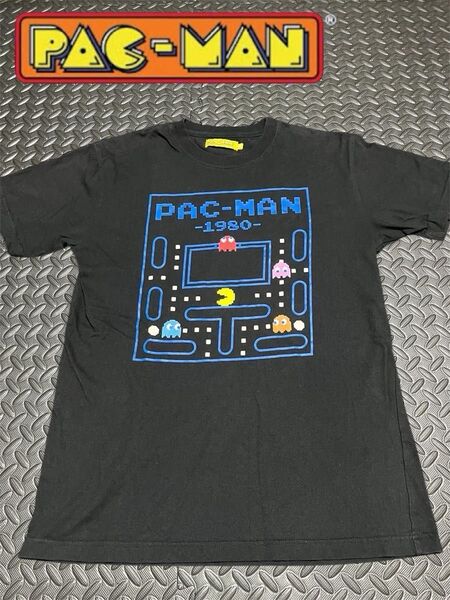 PAC-MAN パックマン80s プリントTシャツ ブラック ゲームシャツ