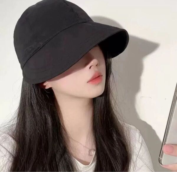 つば広 帽子 UVカット ハット バケットハット 折りたたみ 小顔効果 夏 紫外線対策帽子 黒 旅行 ブラック