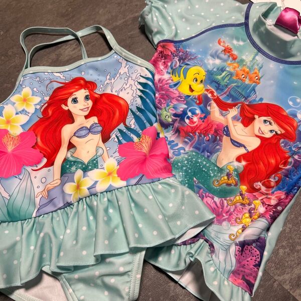 水着 ラッシュガード ディズニー 女の子 ワンピース プリンセス ワンピース水着 Disney 子供 新品 セット 95
