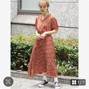 kutir クティール 開襟プリーツ花柄ワンピース フリーサイズ