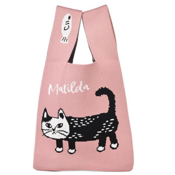 トートバック レディース おしゃれ かわいい ニット マチルダさん ニット 買い物バッグ クスグルジャパン 猫