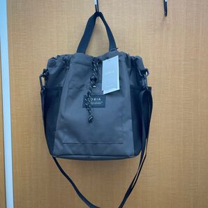 SOBIA メッシュポケットドロストショルダー ハンドバッグ ショルダーバッグ 2way チャコール
