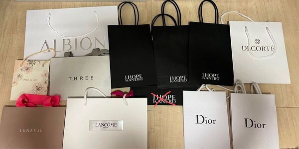 ショップ袋 紙袋 ALBION LANCOME、THREE LUNASOL PAUL & JOE Dior DECORT