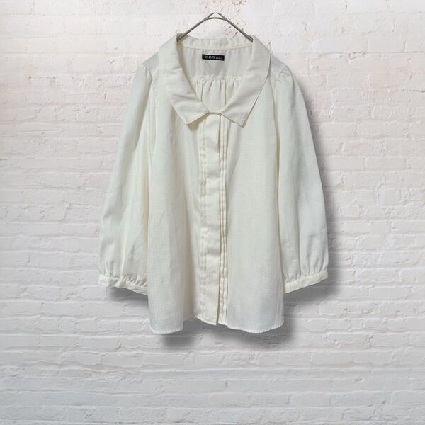 C.D.S BASIC ドット柄 ブラウス シャツ 綺麗め 大人可愛い 白 ホワイト トップス 美品【M】オフィス カジュアル