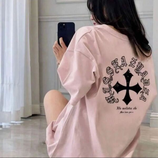 Tシャツ トップス ピンク レディース かわいい おしゃれ 韓国 カジュアル 半袖 韓国