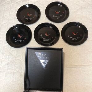 山本寛斎デザイン 銘々皿 5枚セット 漆器 鯉 金 ZEN