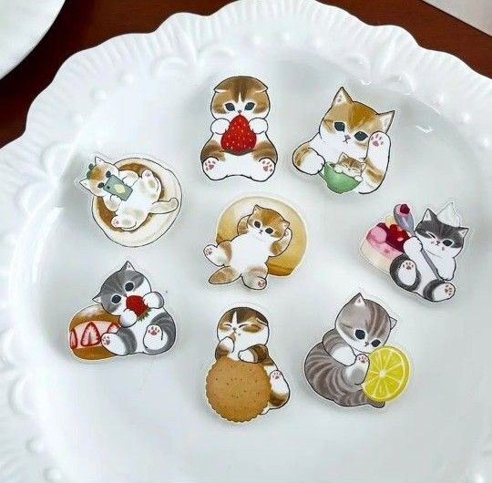 モフサンド 猫ちゃん アクリルバッチ バッジ 8個セット ピンバッジ【A】