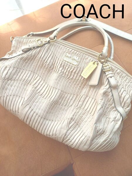 COACH コーチ マディソン ギャザー 2WAY レザー ショルダーバッグ ハンドバック