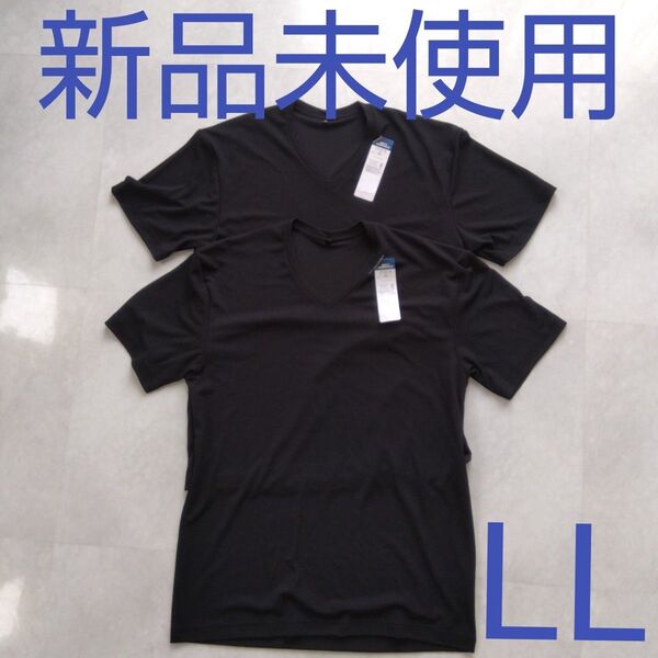 メンズ 半袖肌着 半袖インナー 半袖シャツ 半袖V首 LL 新品 ブラック 黒 メッシュ 紳士半袖シャツ 紳士半袖インナー カノコ